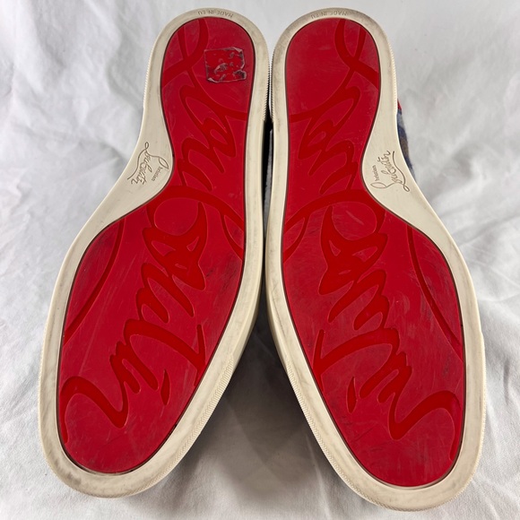 CHRISTIAN LOUBOUTIN Multicolor Blue Spikes Flat Crosta High Top Sneakers 43-10US - Picture 15 of 17